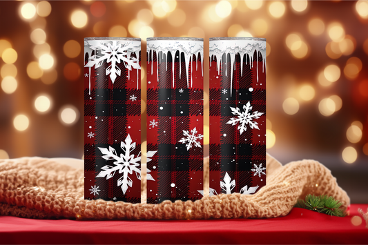 Drippy Snowflakes and Flannels 20oz Skinny Tumbler