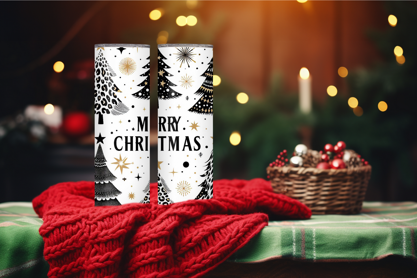 Merry Christmas Feat. Trees 20oz Skinny Tumbler