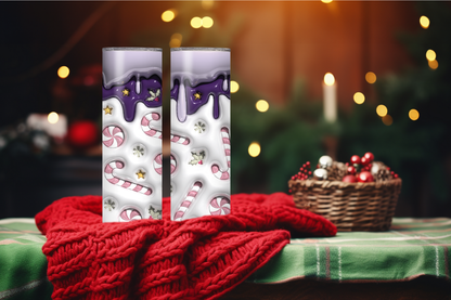 Purple Drip Candy Cane 20oz Skinny Tumbler