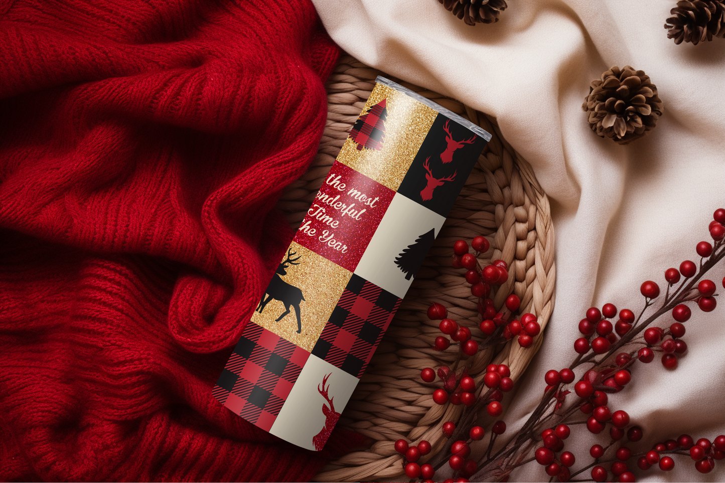 It's a Plaid Deer Christmas 20oz Skinny Tumbler