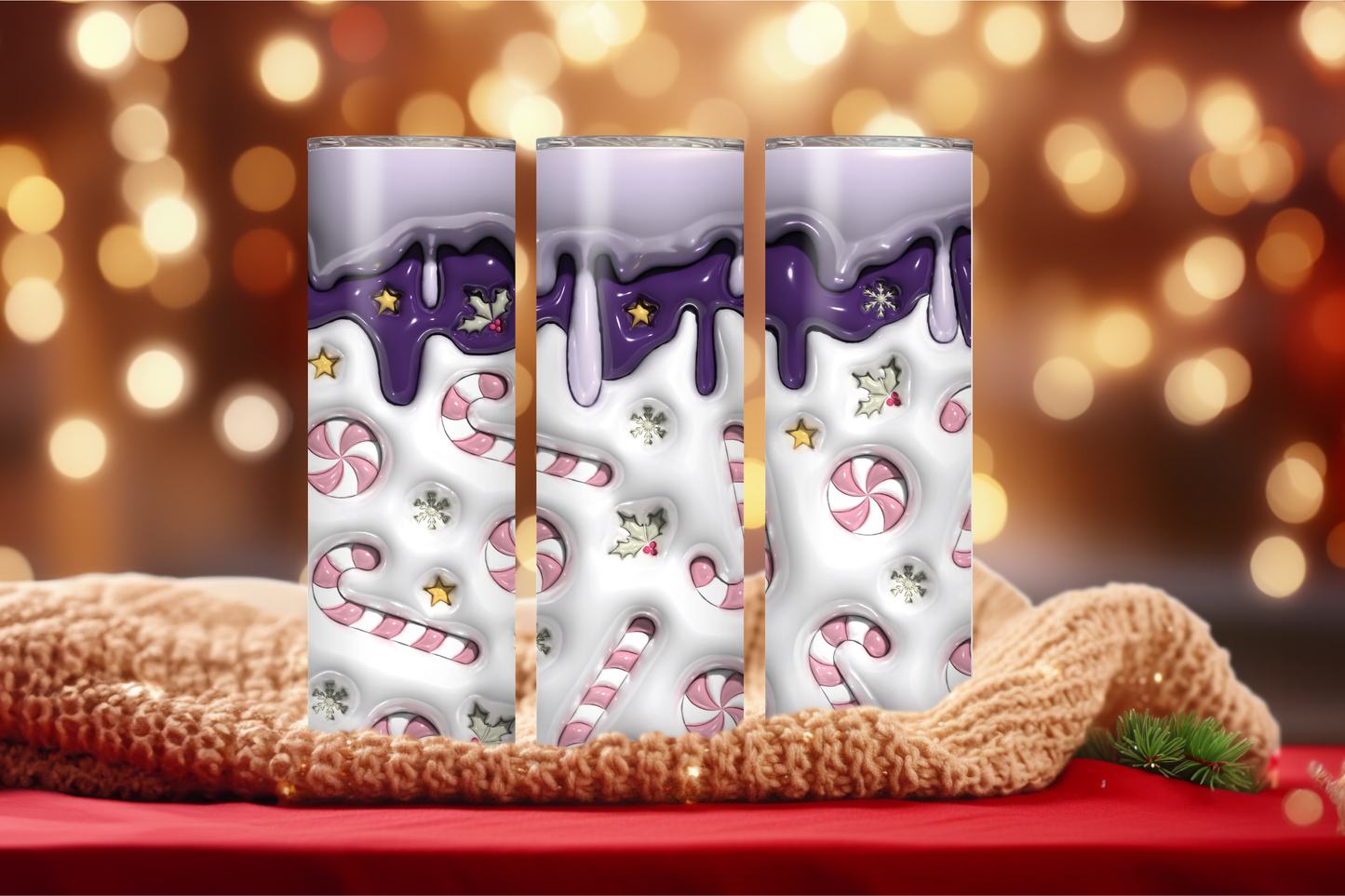 Purple Drip Candy Cane 20oz Skinny Tumbler