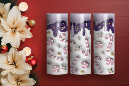 Purple Drip Candy Cane 20oz Skinny Tumbler