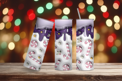 Purple Drip Candy Cane 20oz Skinny Tumbler