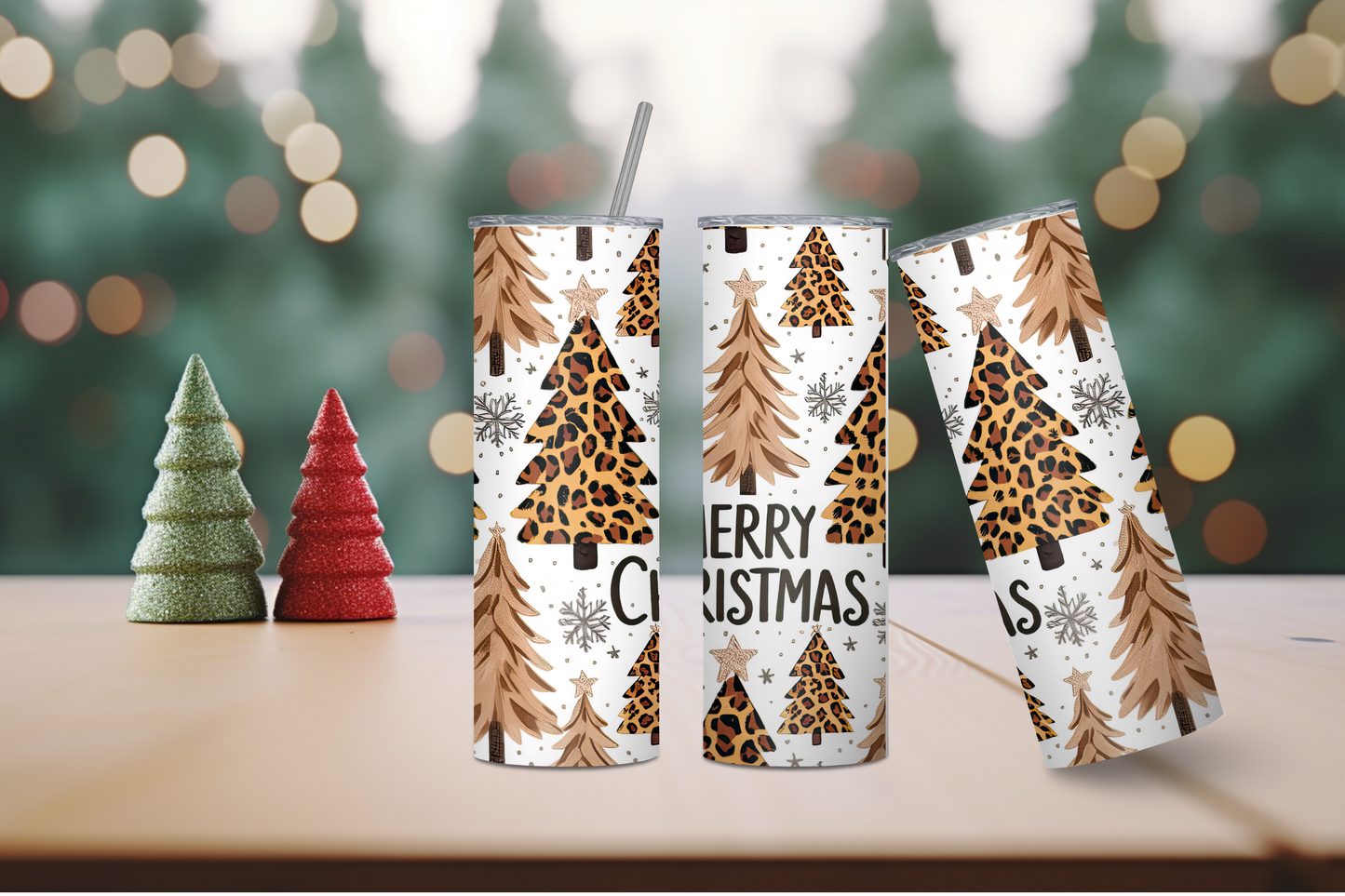 Merry Christmas Feat. Trees 20oz Skinny Tumbler