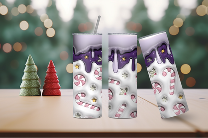 Purple Drip Candy Cane 20oz Skinny Tumbler