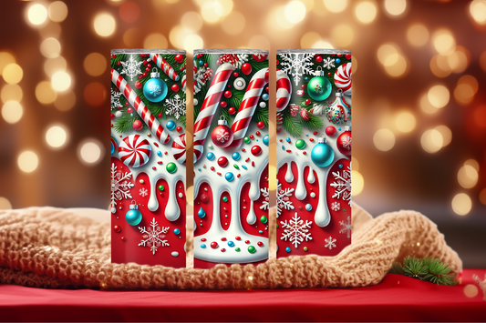 Candy Cane Drip 20oz Skinny Tumbler