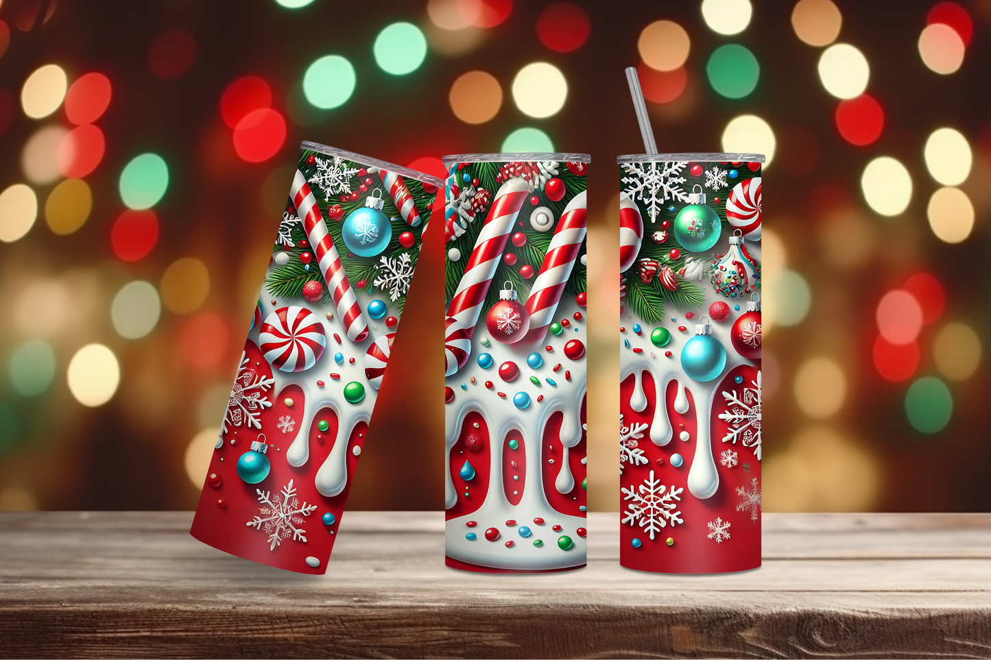 Candy Cane Drip 20oz Skinny Tumbler