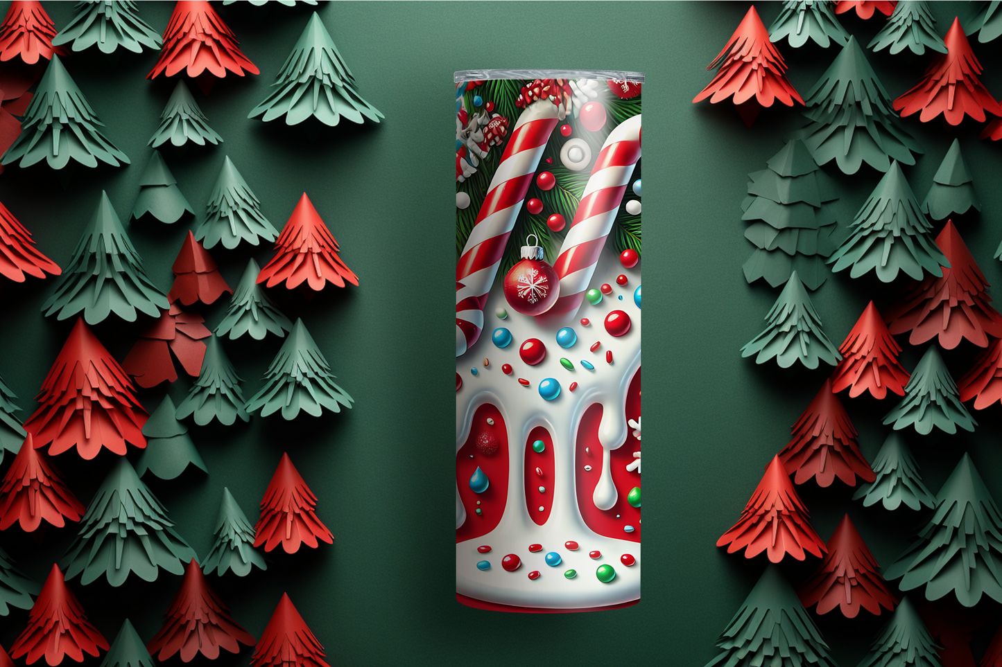 Candy Cane Drip 20oz Skinny Tumbler