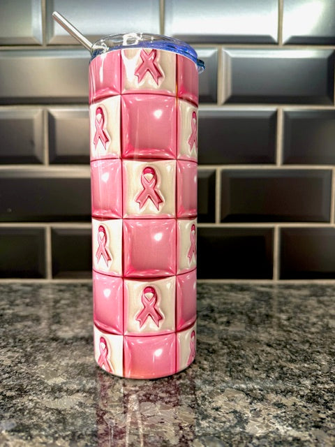 Simple Ribbon Breast Cancer Awareness 20oz Skinny Tumbler